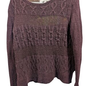 LOFT Women's Cable Knit Sweater - Dark Purple